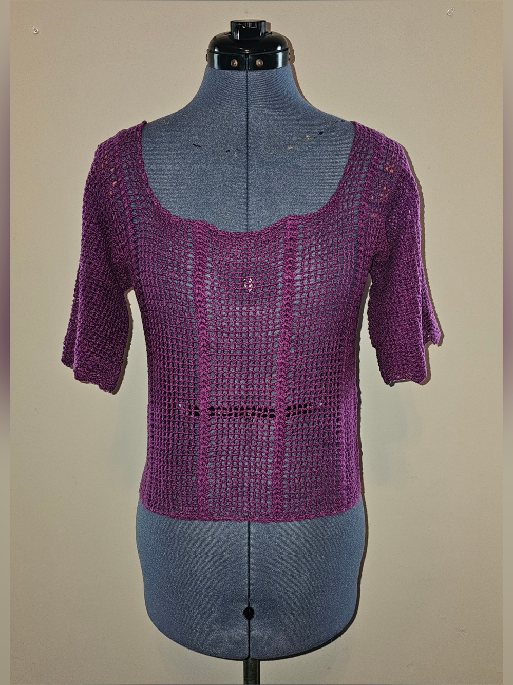 TA Exclusive Vintage Handmade Crochet Purple Blouse